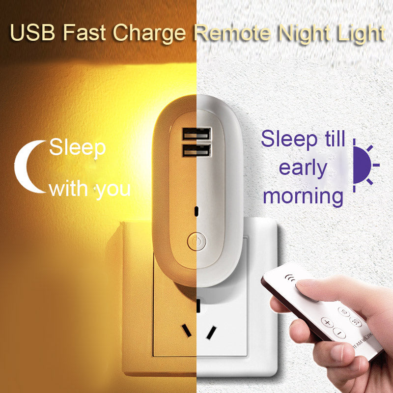 USB Remote Control LED Wall Lamp with Timing and Dimming Night Light Socket