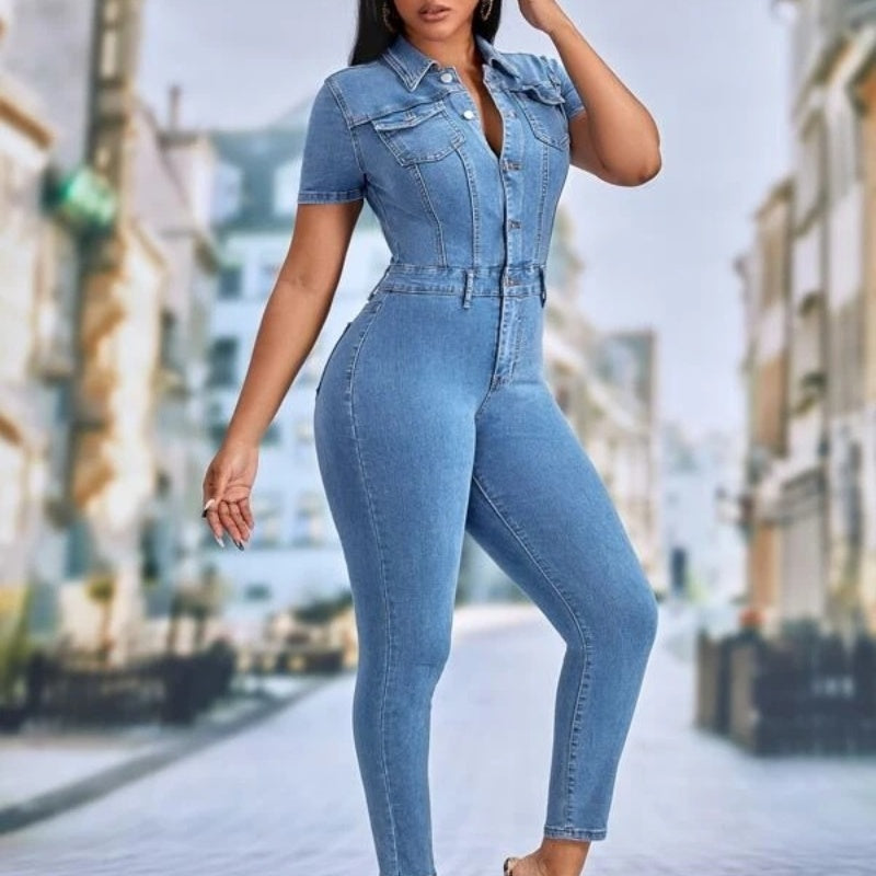 Women's Fashion Skinny Denim Jumpsuit Jeans