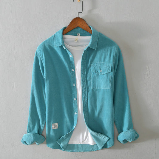 Autumn Men's Casual Loose Lapel Long Sleeves Cotton Shirt