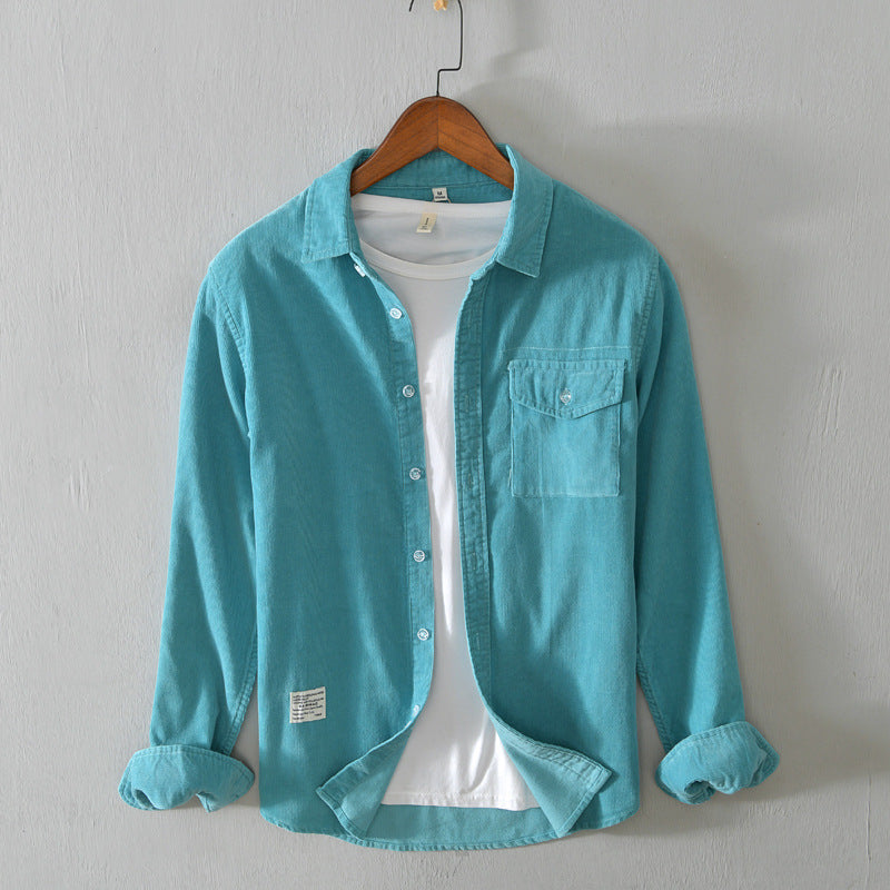 Autumn Men's Casual Loose Lapel Long Sleeves Cotton Shirt
