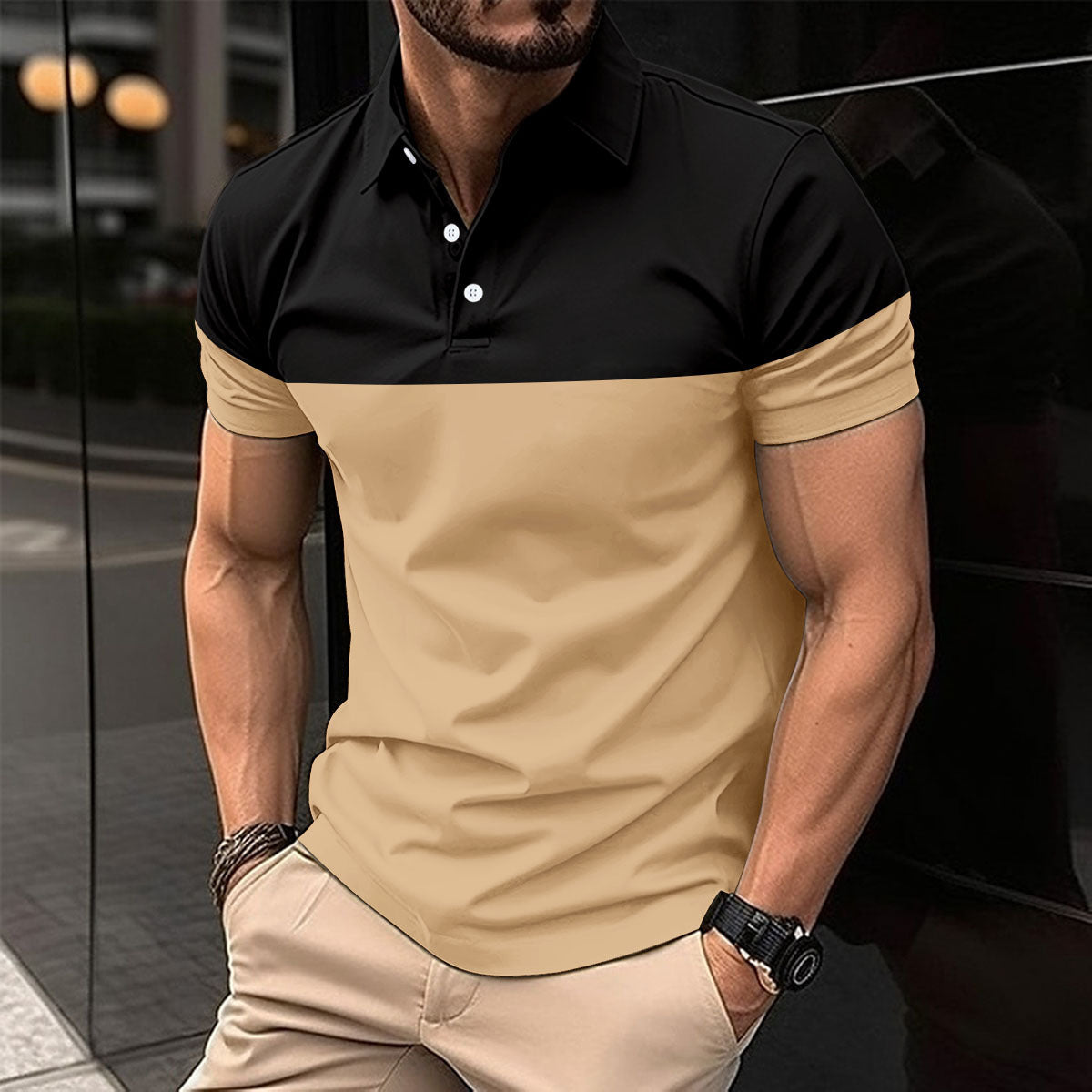 تي شيرت بولو رجالي بأكمام قصيرة كاجوال