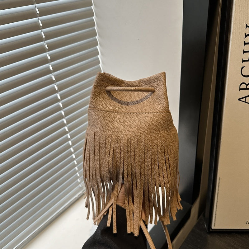 Soft PU Leather Women's Tassel Small Satchel Bag