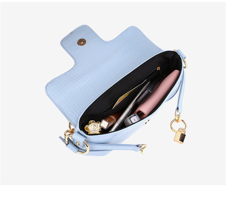 Petit sac baguette d'aisselle à cadenas, motif vintage et chaîne