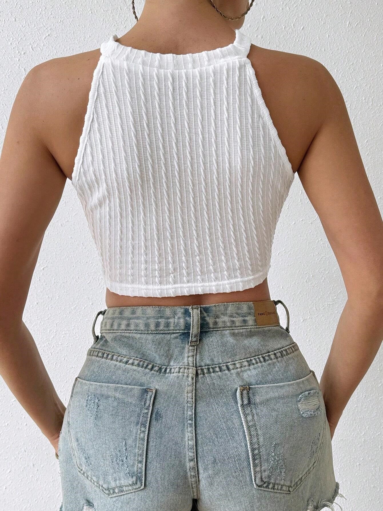 Elegant Tassel Crop Top Slim-Fitting Navel-Exposing Top