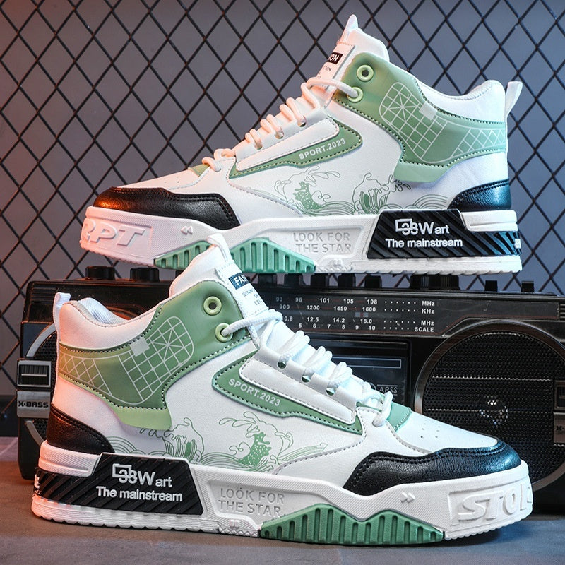 Chaussures de sport montantes décontractées d'été pour homme, beiges, blanches et bleues