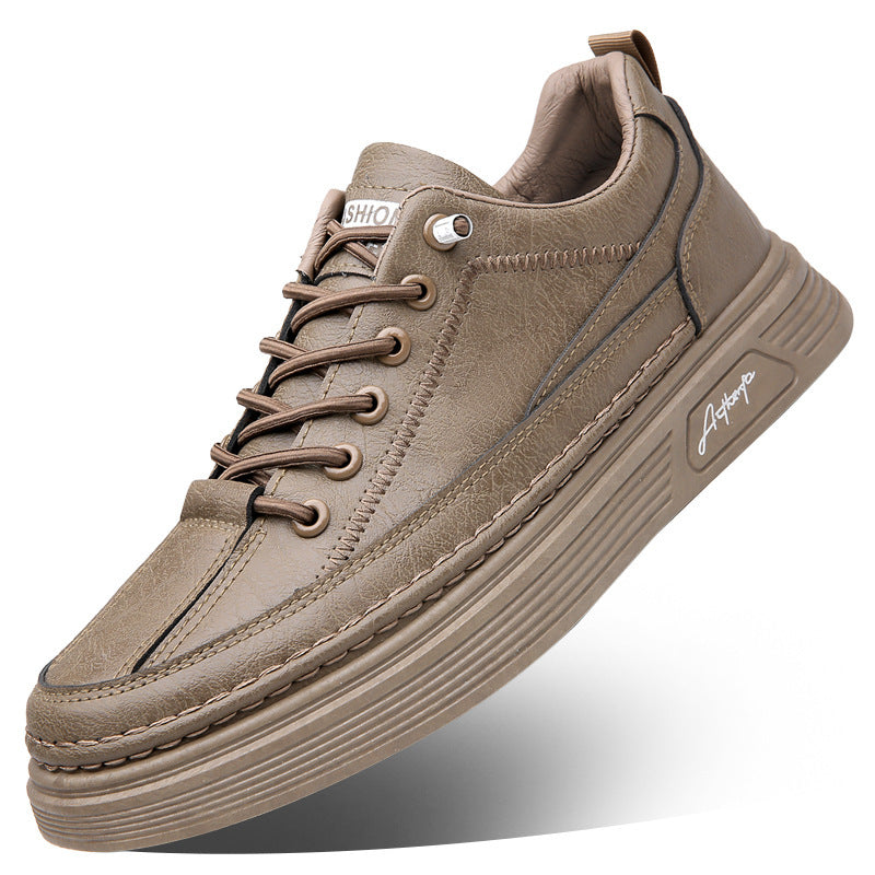 British Style Casual Low-Top Men's Shoes in Black, Gray & Khaki