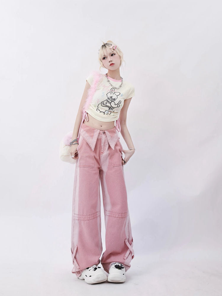 High Waist Loose Slimming Straight Jeans for Women