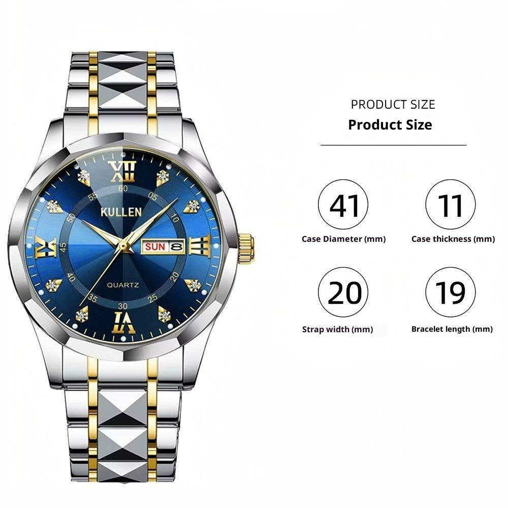 ساعة أعمال متطورة مقاومة للماء ومضيئة تعمل بالكوارتز