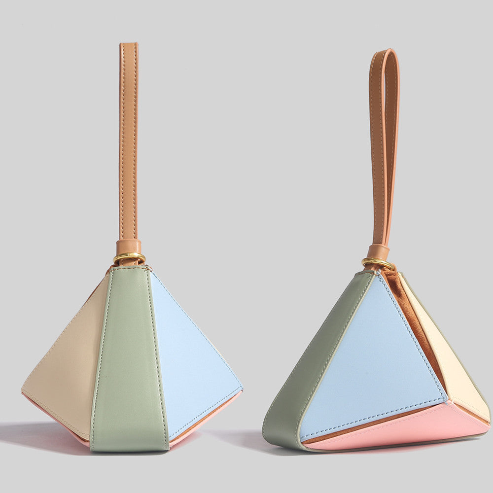 Triangular Diamond Grid Folding Tote Crossbody Bag