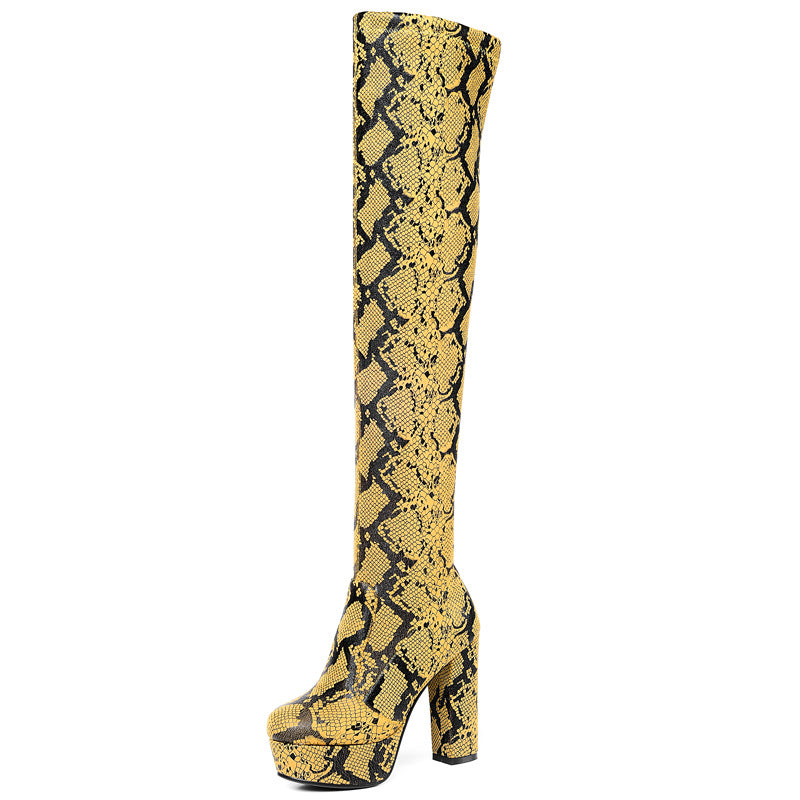 Bottes cuissardes à talons hauts compensés pour femmes