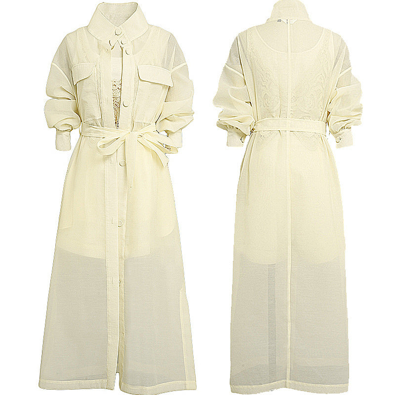 Four-Piece Mid-Length Slim Sun Protection Vest and Shorts Set