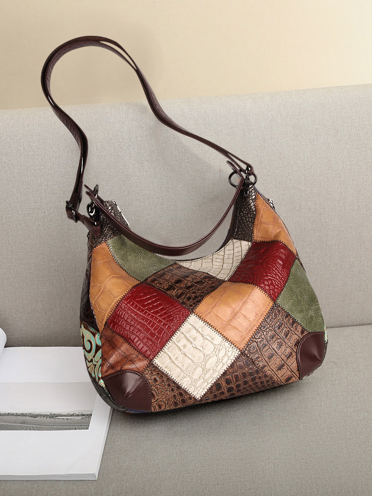 Women's Large Genuine Leather Shoulder Tote Bag 31x12x25cm