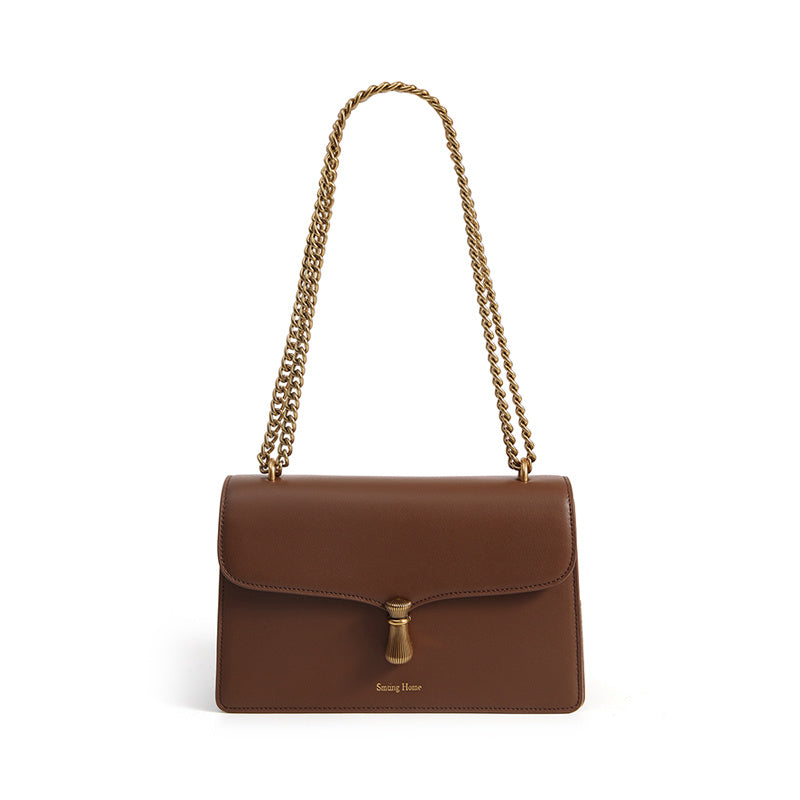Sac bandoulière carré en cuir de vachette pour femme