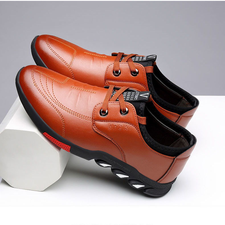 Mens Leather Business Shoes Spring Flat Heel PU Upper