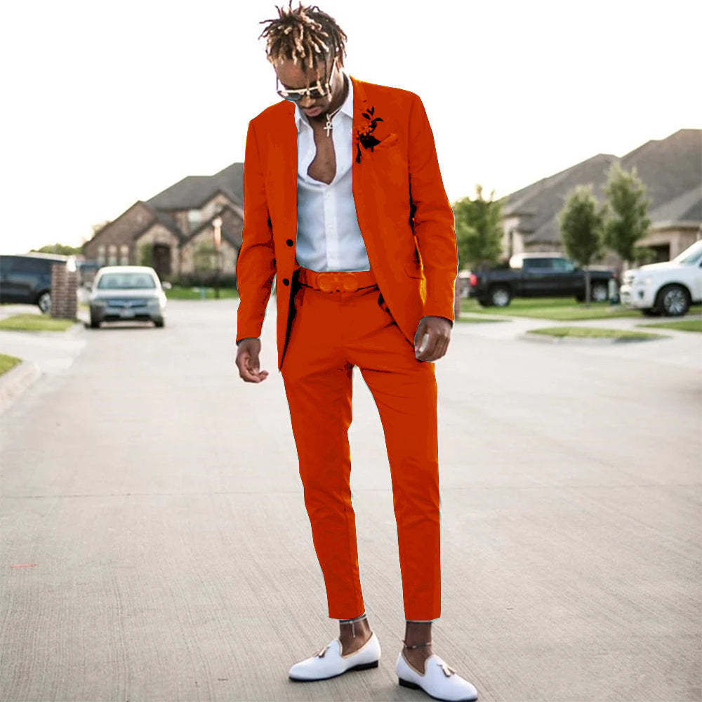 Slim Fit Two-Piece Formal Suit in Solid Colors