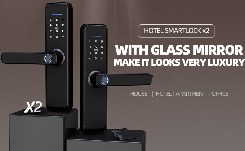 Smart Door Lock Gateway with Fingerprint & Password, Black, 135x68x69mm