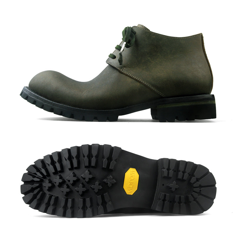 Men's Genuine Leather Handmade Retro Short Work Boots