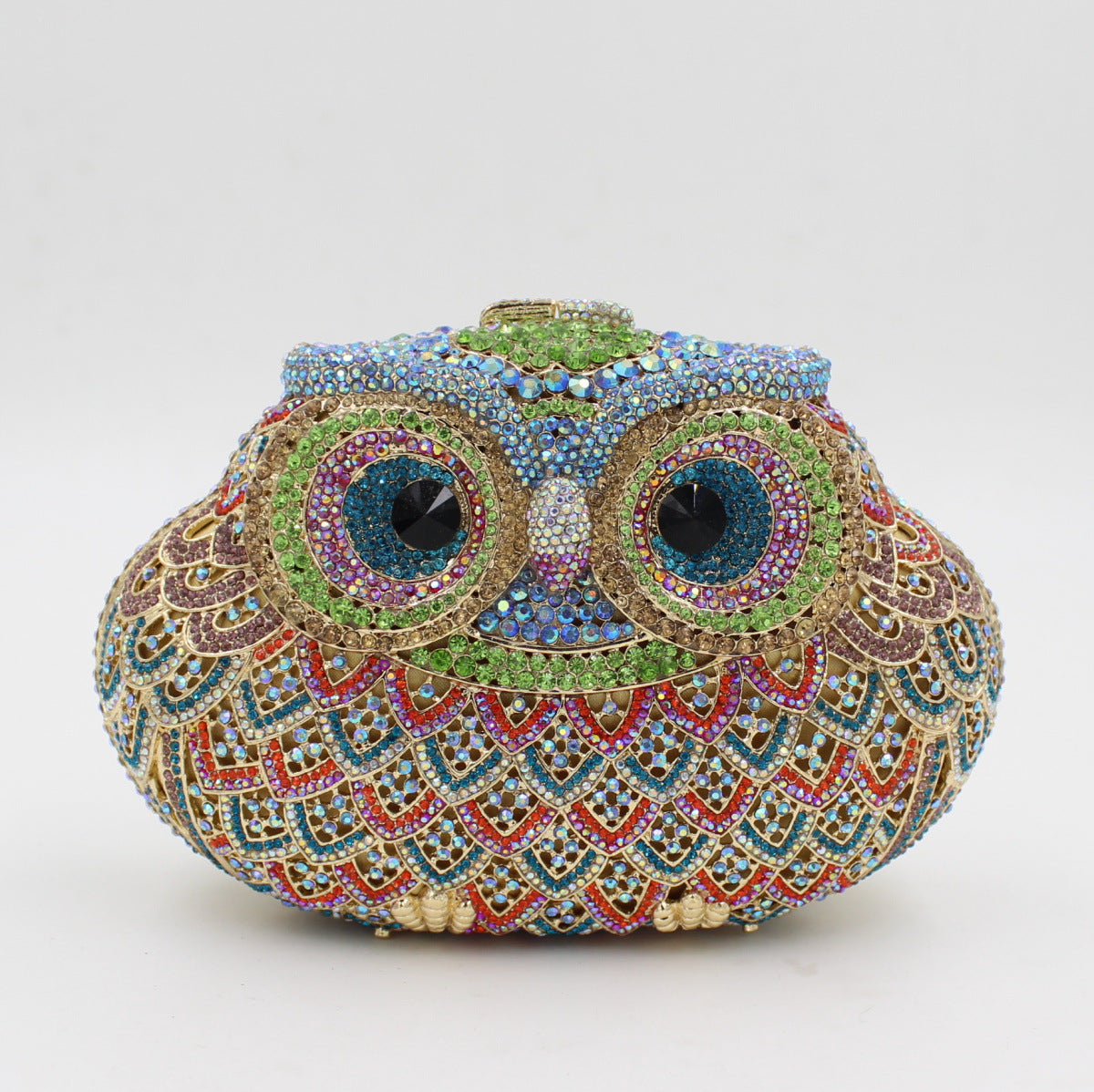Pochette de soirée européenne et américaine pour femme en forme de hibou avec strass et diamants colorés