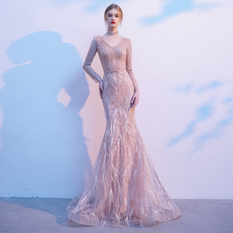 Presiding Fishtail Skirt Gold Dress