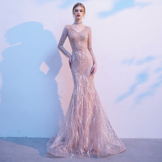 Presiding Fishtail Skirt Gold Dress