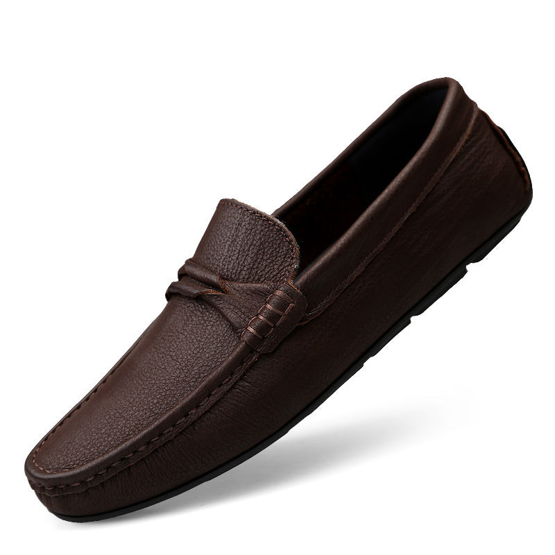 Mocassins décontractés en cuir véritable à enfiler pour homme