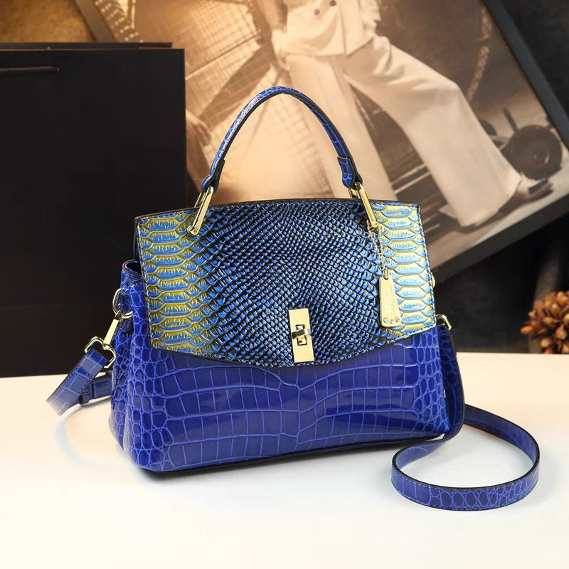 Colorful Crocodile & Snake Pattern Women's Crossbody Handbag