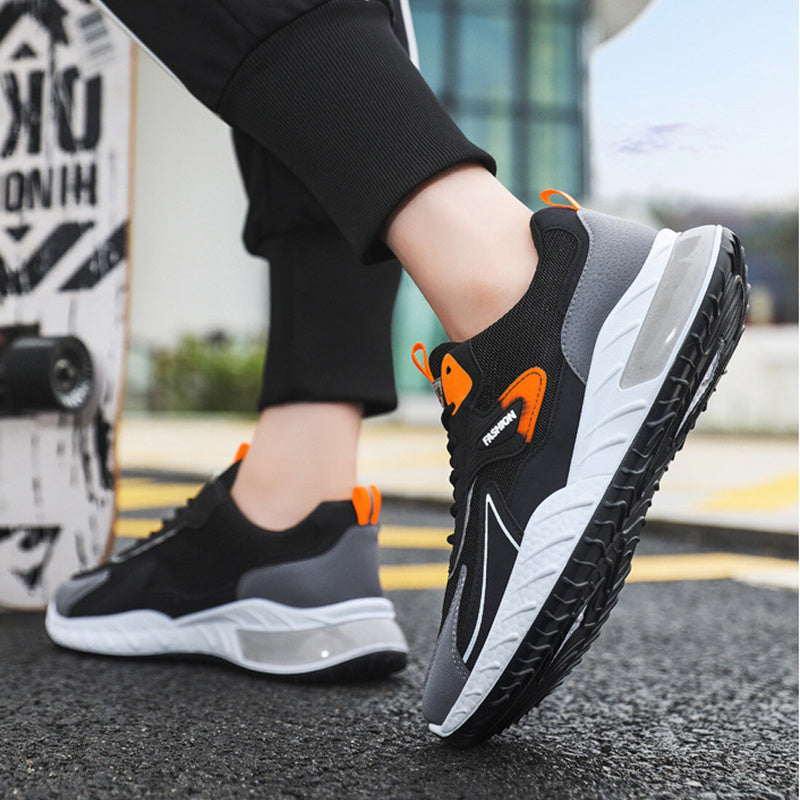 Color-Blocked Breathable Mesh Lace-Up Sneakers for Men – Casual Outdoor Running & Walking Shoes