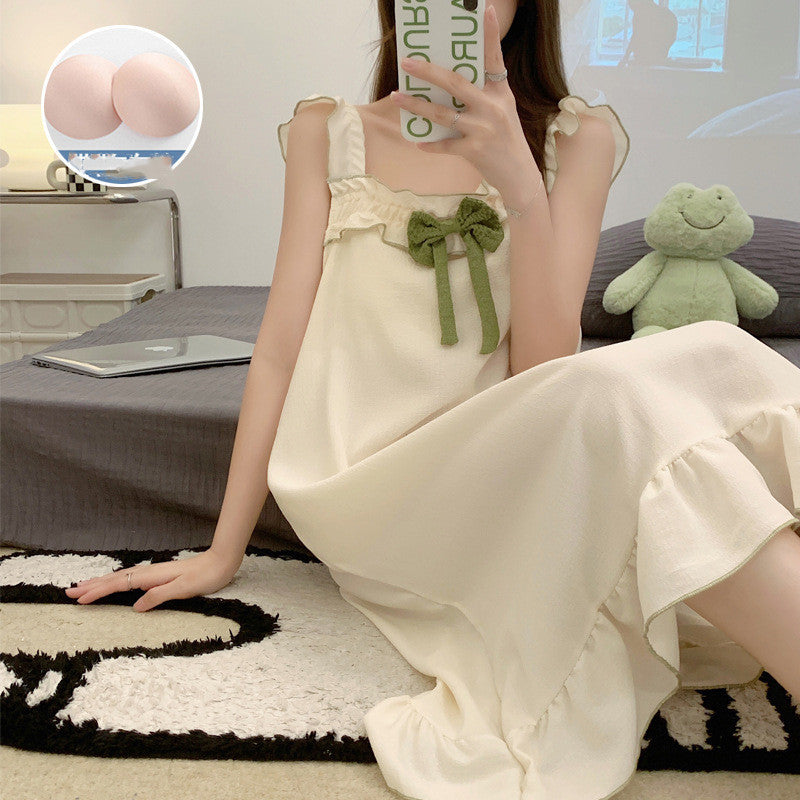 Summer Bubble Cotton Pajamas Female Sweet Fairy Wind Sling