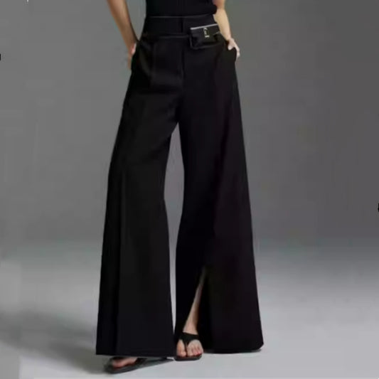 Casual Split Flared Trousers Excluding Belt Waist Bag