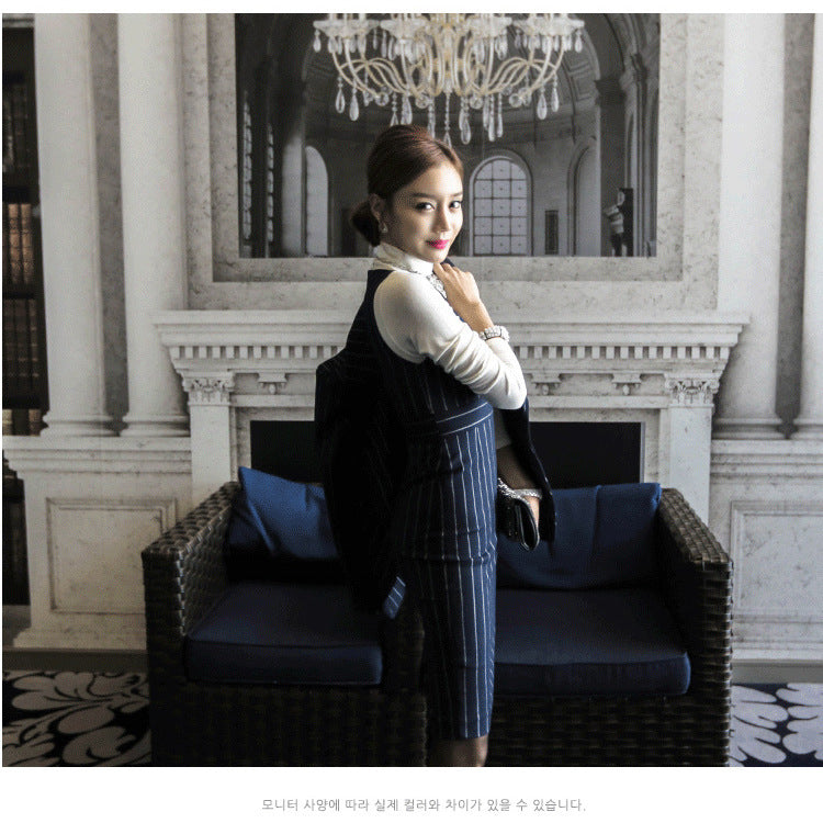 Fashion Socialite Suit Striped Suit Two-piece Set