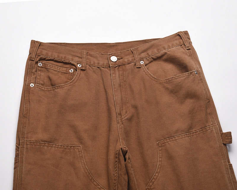 Heavy Industry Straight Drawstring Pants with Side Zipper