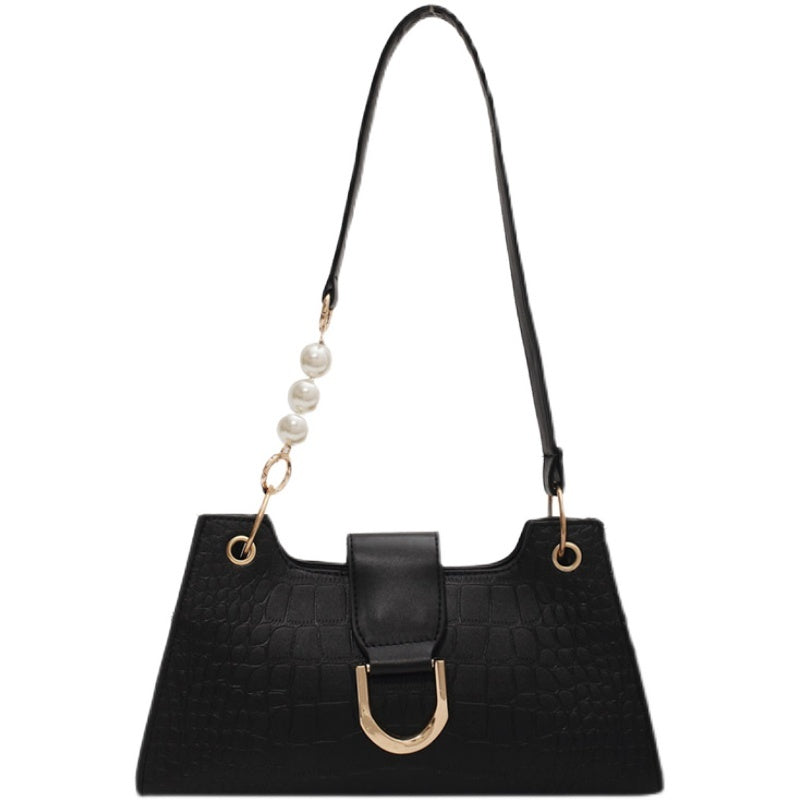 Leisure Pearl PU Zipper Armpit Bag for Women, 28x14x6cm