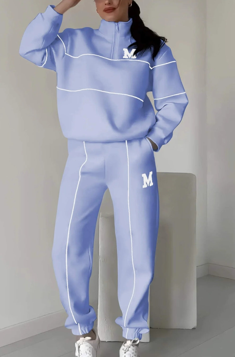 Ensemble survêtement et pantalon de survêtement 2 pièces sans capuche pour femme