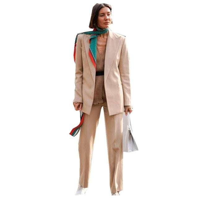 Orange Notched Lapel Ladies Women's Suit
