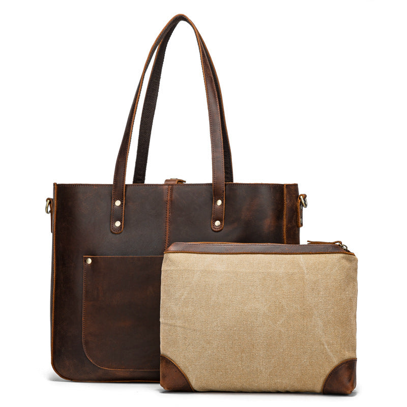 Genuine Leather Large-Capacity Women's Shoulder Bag Tote