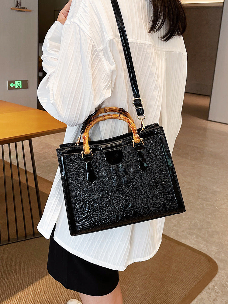 High-End PU Textile Women's Commuter Handbag