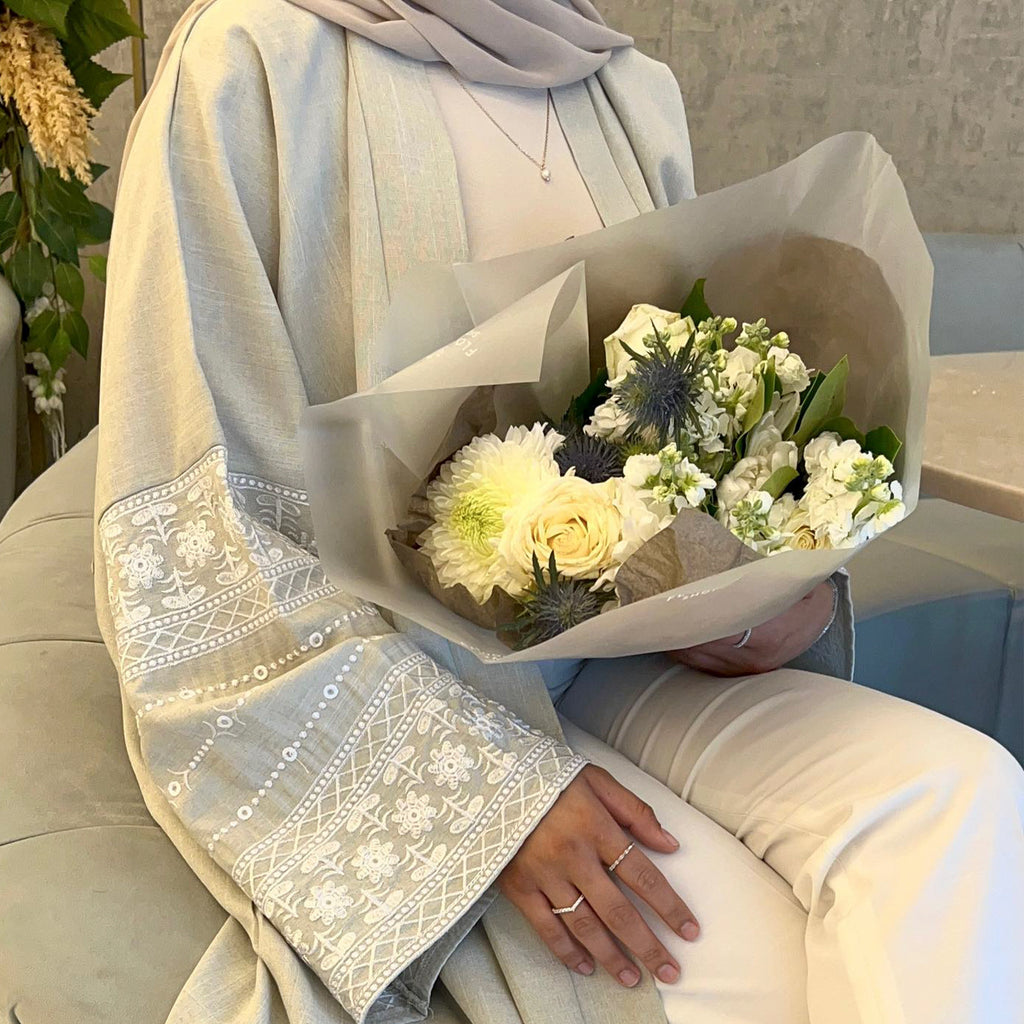 Embroidered Elegant Cardigan Robe for Middle East Saudi Turkey Dubai