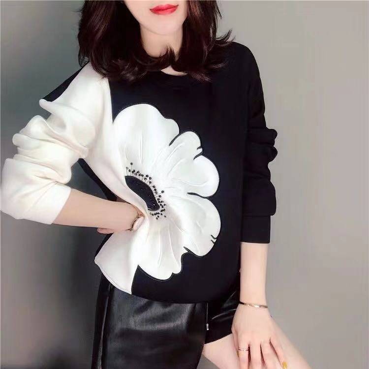 Long Sleeve Loose Lazy Round Neck Women's Top