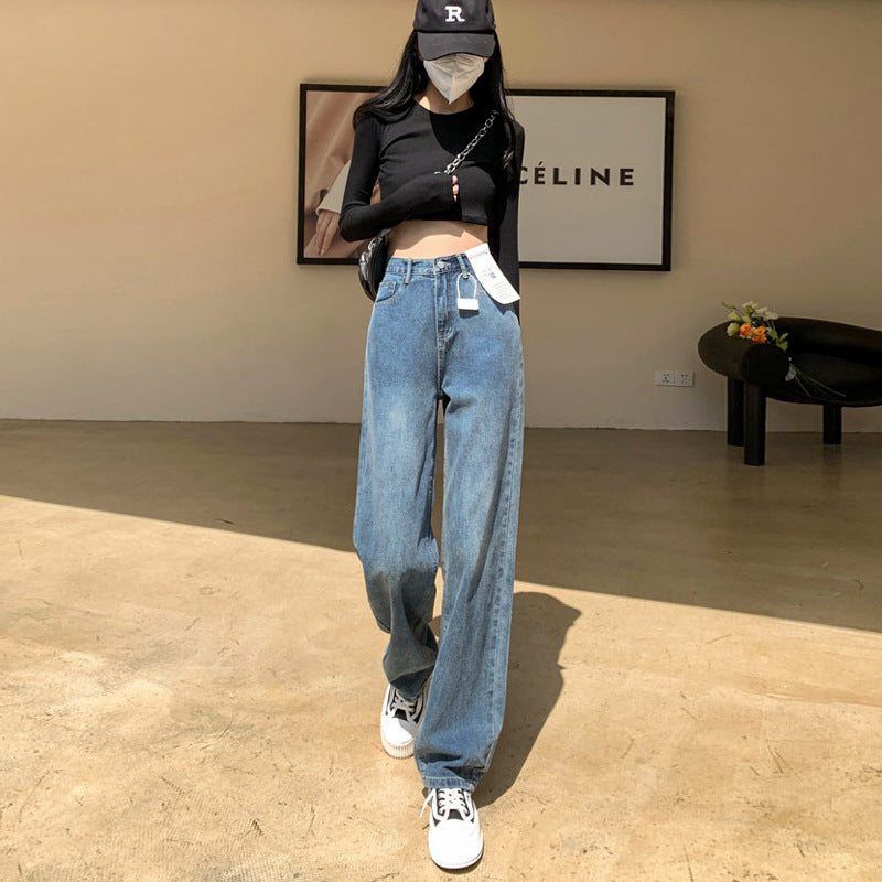 Plus Size High Waist Wide Leg Jeans for Women Autumn Winter
