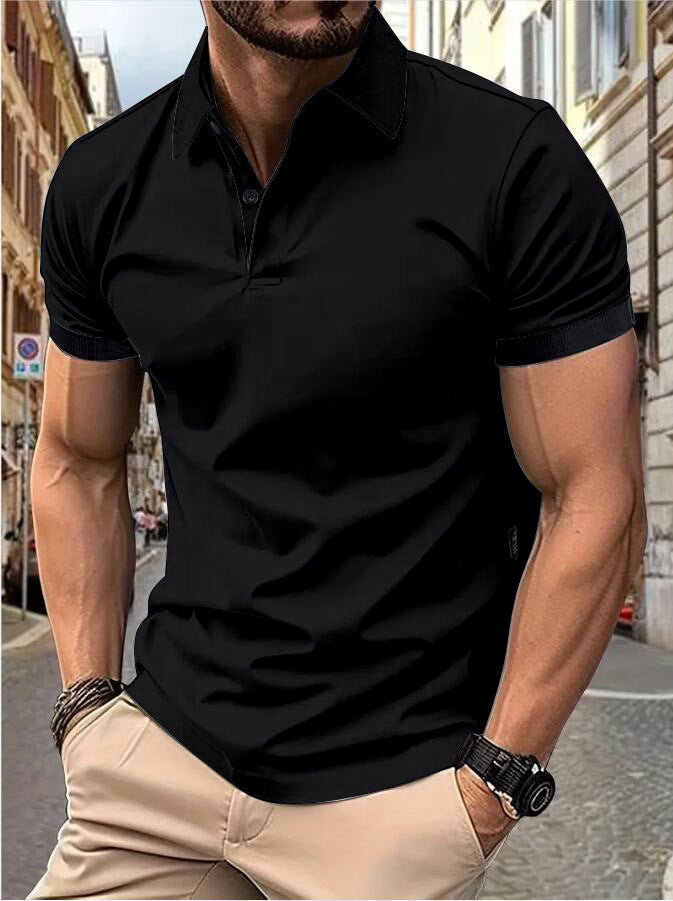 Men's Summer Solid Color Slim Fit Short Sleeve Tops