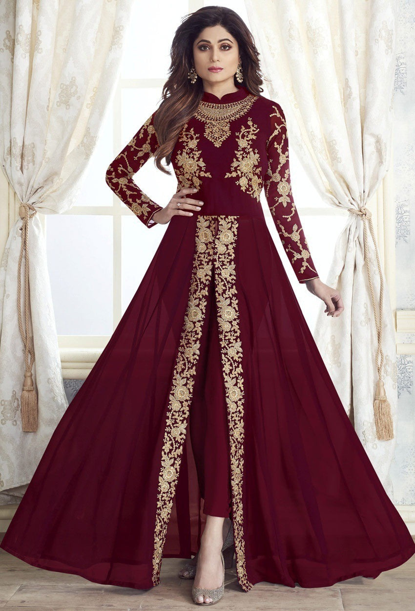 Muslim Women's Vintage Print Long Sleeve Crew Neck Dress