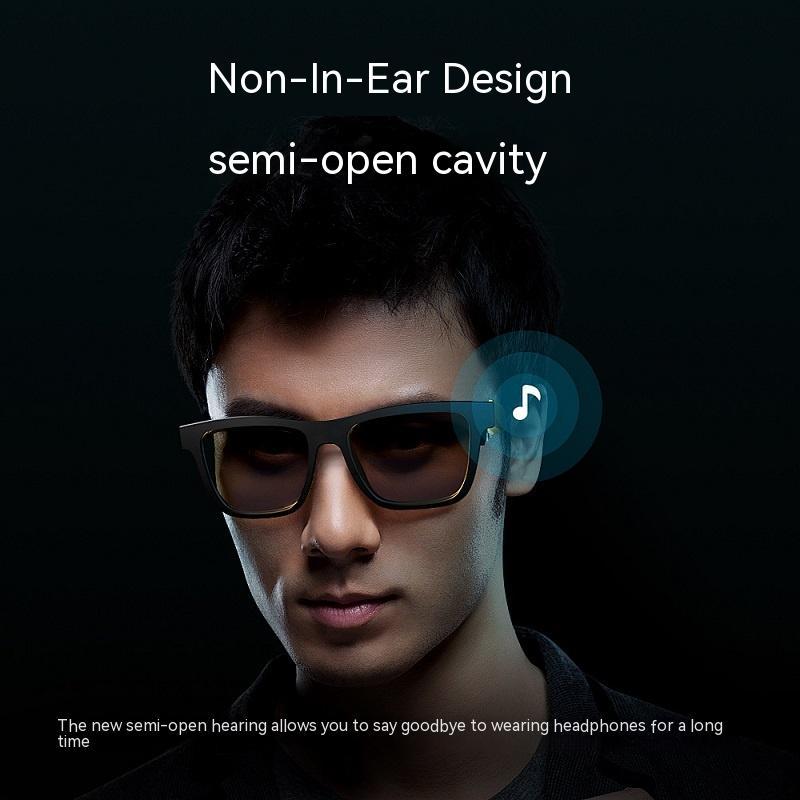 Black Smart Bluetooth Sunglasses with Headset and Transparent Screen