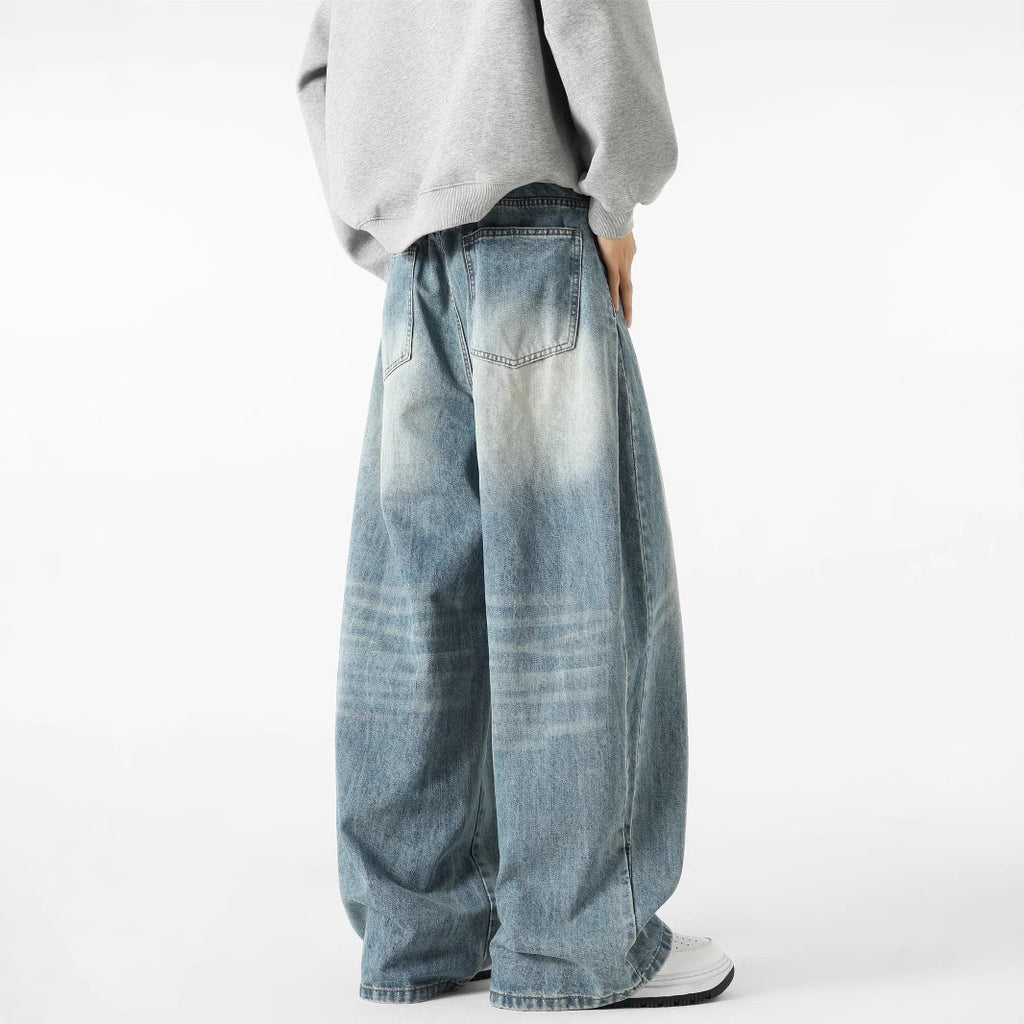 American Jeans Men Straight Light Blue Cotton Trousers