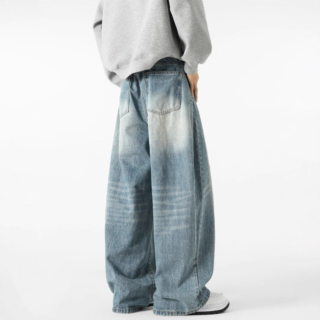 American Jeans Men Straight Light Blue Cotton Trousers