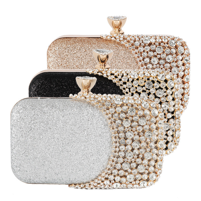 Sac de Soirée Ovale Incrusté de Diamants pour Femme – Petit Sac de Dîner en Alliage