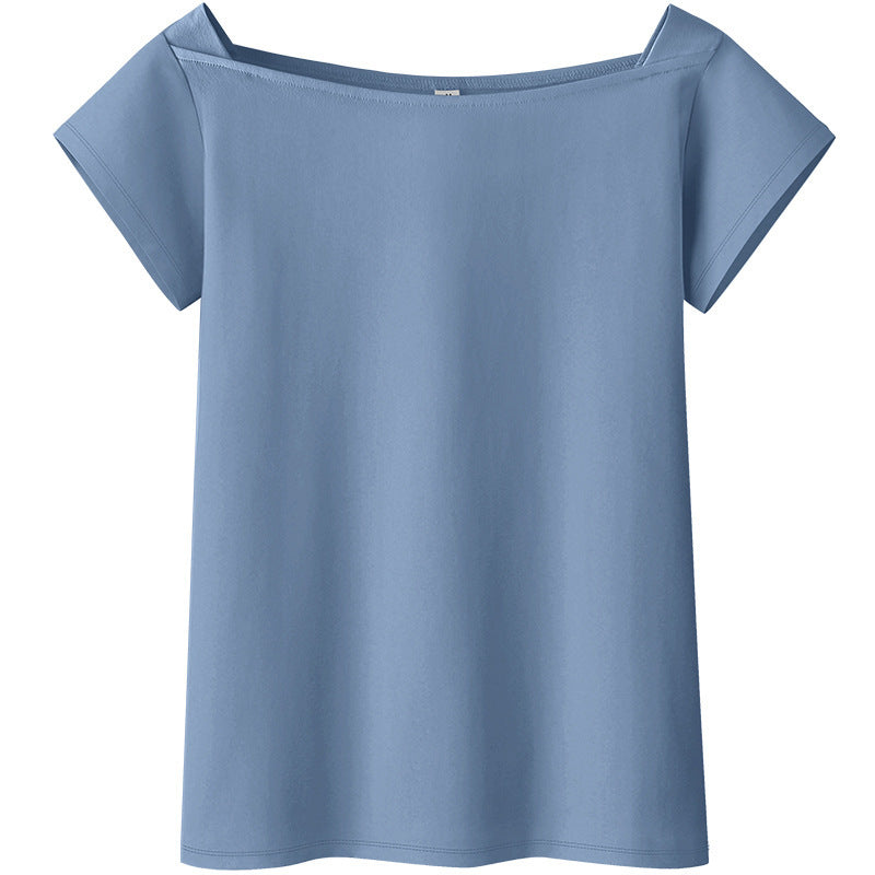 Fashionable Women's Slim Half-sleeved White Bottoming Shirt Top