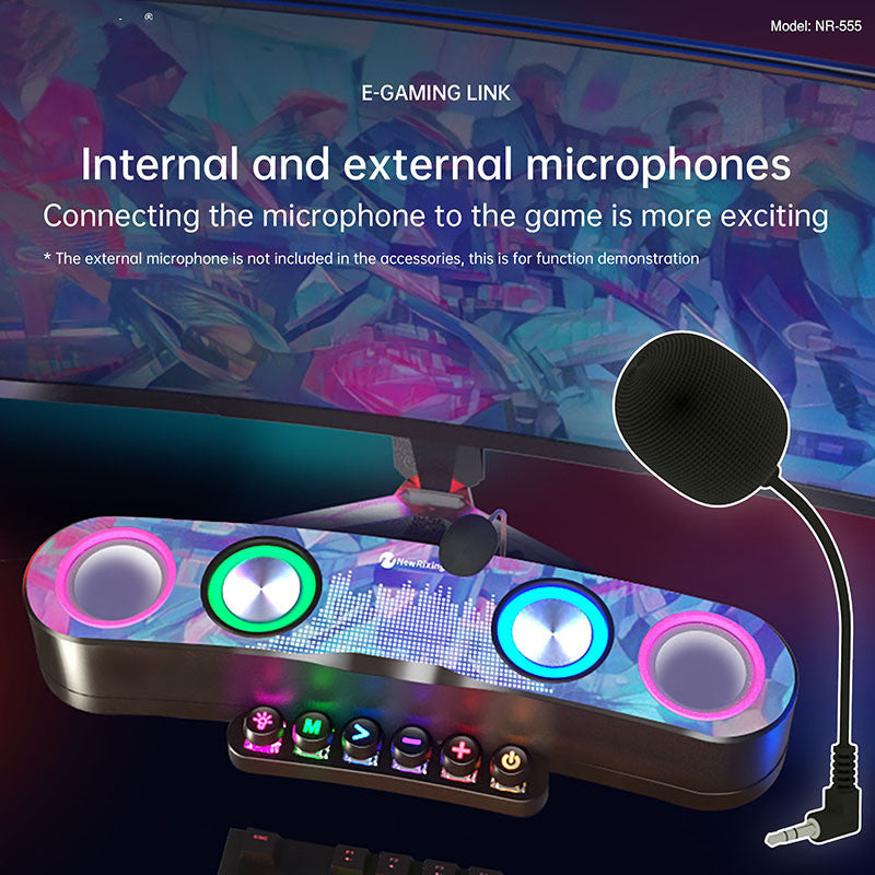 Enceinte Gaming Bluetooth Colorée avec LED et USB, Noire, 350mm