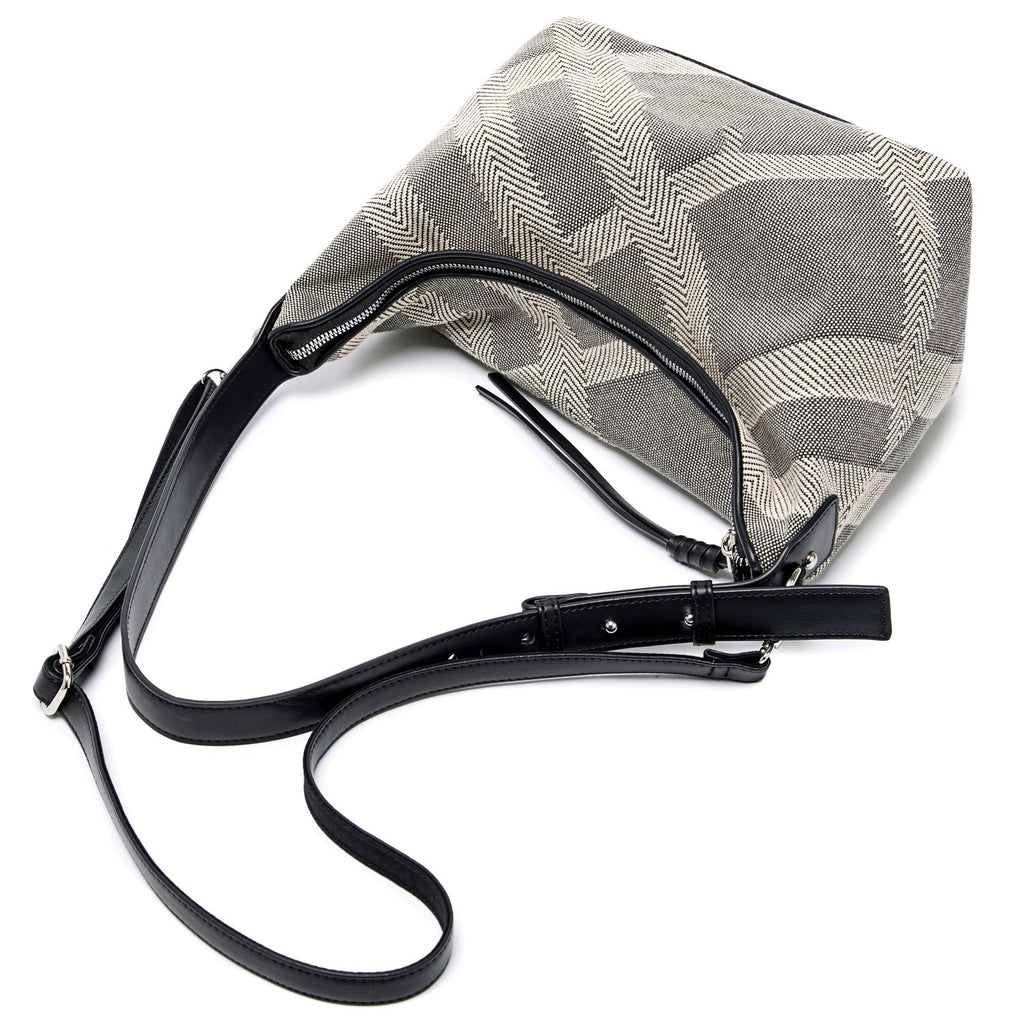 Sac bandoulière gris en polyester portable pour femme