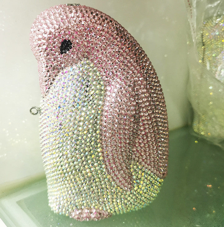 Sac de soirée pingouin avec détails entièrement en strass 18cm