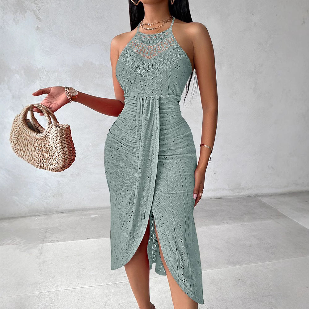 Halter Top sans Manches et Jupe Asymétrique Style Streetwear Hip Hop